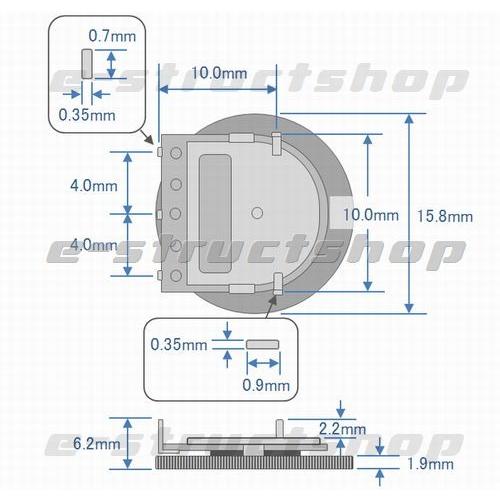 円盤形 回転ツマミ付き ボリューム 抵抗 (10kΩ Bカーブ) 円形 可変抵抗 |  | 03