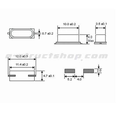 【送料無料】 表面実装 水晶 発振子 （クリスタル） 12.000MHz HC-49 5個セット |  | 02