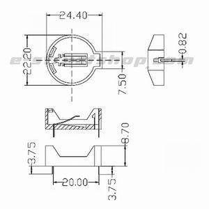 コイン電池用ホルダー （φ20mm用コイン電池） ヨコ型 |  | 03