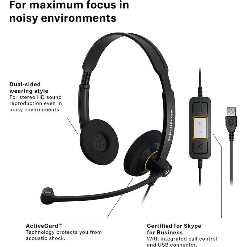 パソコン周辺機器 ゼンハイザー SC 60 USB ML エントリークラス 両耳USBヘッドセット、コールコントロール機能付 504547