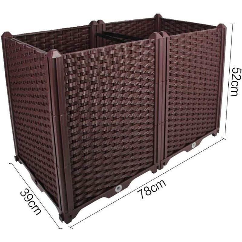 BAOYOUNI 組み立て簡単ガーデンボックス プランターボックスプラスチック鉢植え入れ花 植物 栽培ブラウン 鉢用品 大型プランター 莱園 組み立て簡単ガーデンボックス プランターボックスプラスチック鉢植え入れ花 植物 栽培ブラウン 鉢用品 大型プランター 莱園