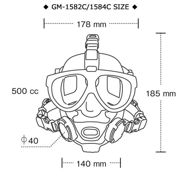 割引クーポン有/希望納期即日配送中GM-1582 GM-1584 マンティスフルフェースマスク クリア/ブラックシリコン スキューバダイビング用フル_4