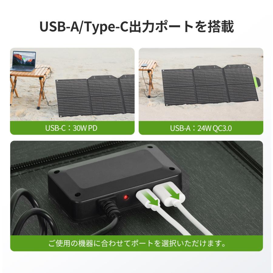 EENOUR ソーラーパネル60w 22%転換率 折りたたみ式 急速充電 ソーラーバッテリー充電器 太陽光発電 ポータブル電源 防災セット 爆買 | EENOUR | 03