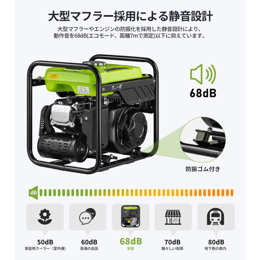 EENOUR 1/1から発送遅延 防災グッズ インバーター発電機 ガソリン式