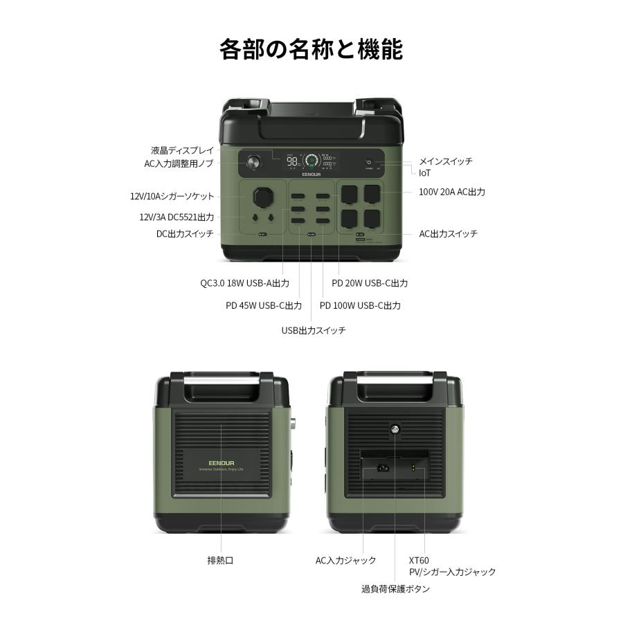 EENOUR 「先着3名台車贈呈」EENOUR ポータブル電源 P2001PLUS+200W