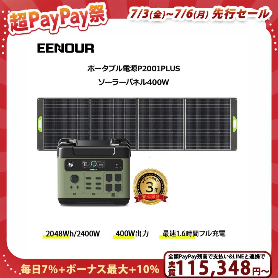 EENOUR ストアポイント+4% 2点セット ポータブル電源 ソーラーパネル
