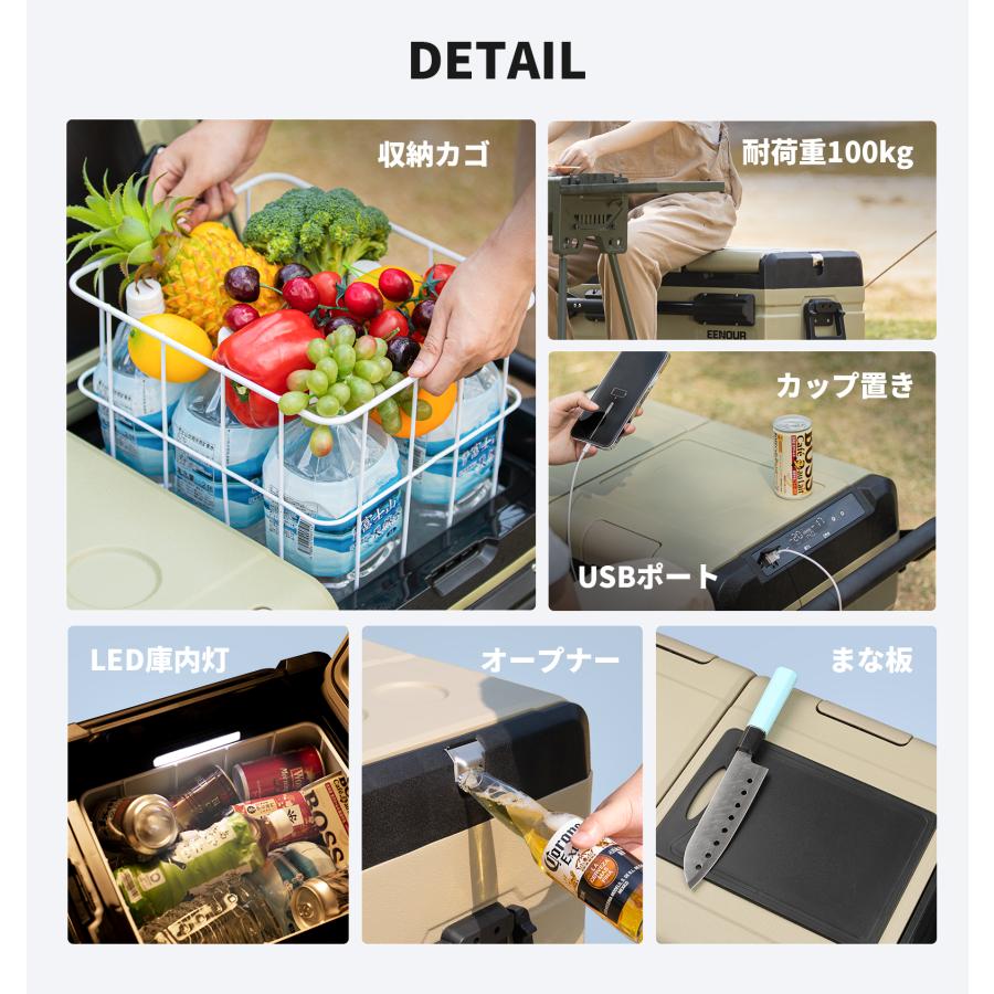 EENOUR 1/1から発送遅延 車載冷蔵庫 ポータブル冷蔵庫 55L 2室
