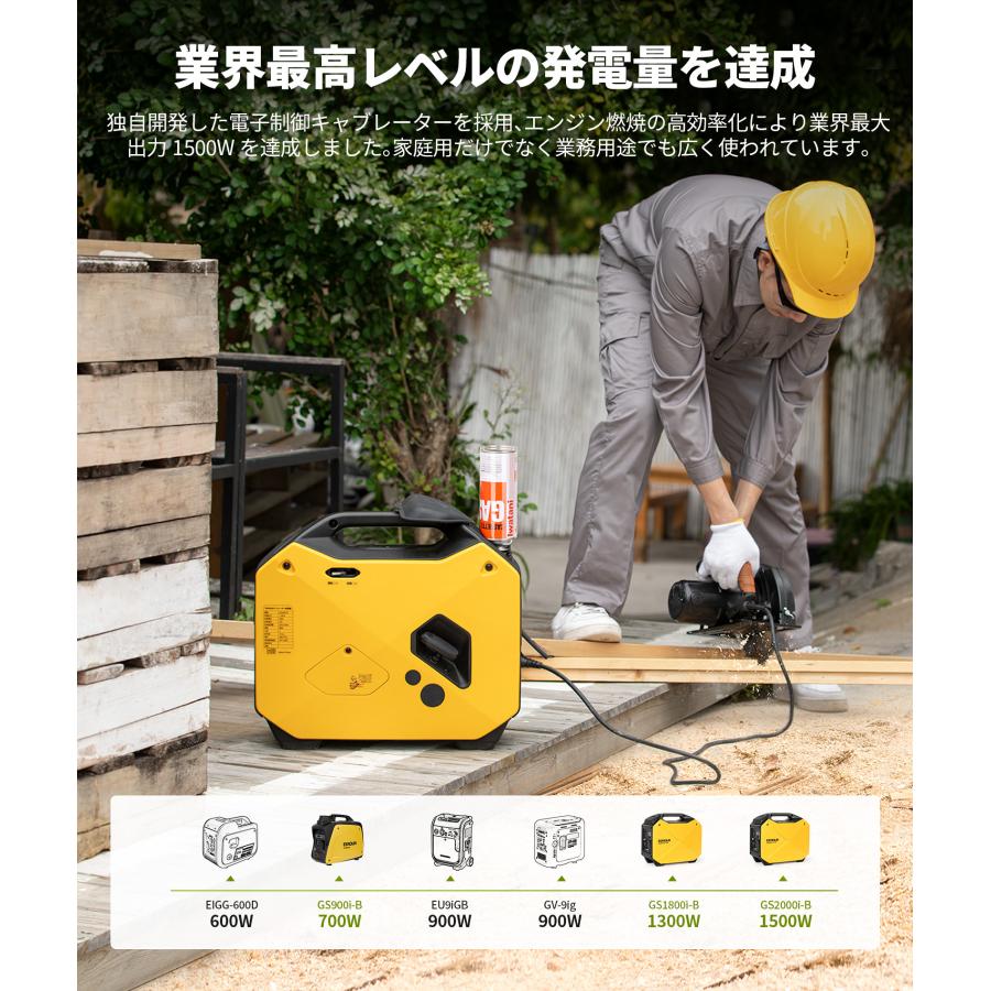 EENOUR インバーター発電機 カセットボンベ式 最大1.8kVA AC DC USB