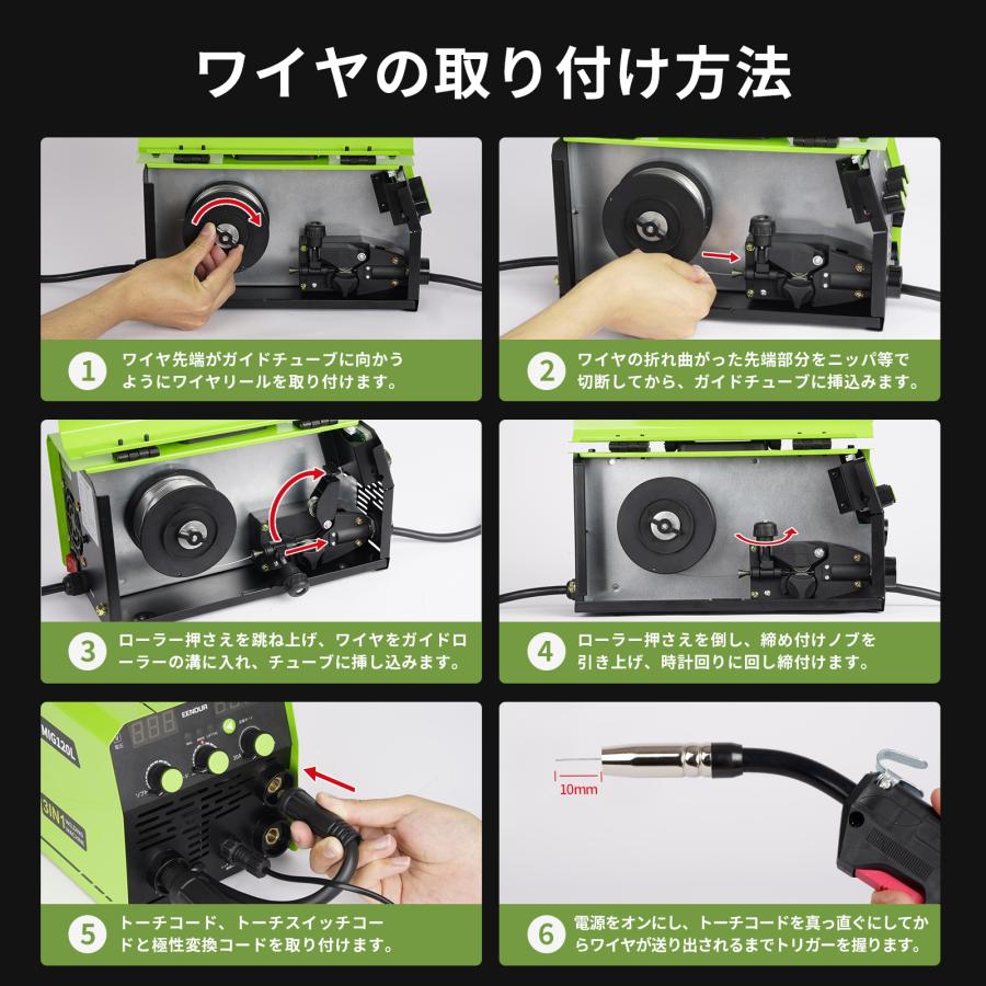 コスパNO.1 EENOUR 半自動溶接機 100V 120A IGBT制御 デジタル表示 アーク溶接 tig mma mig ノンガス DIY 初心者 イーノウ MIG120L 爆買の画像