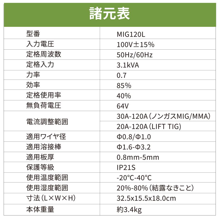 コスパNO.1 EENOUR 半自動溶接機 100V 120A IGBT制御 デジタル表示 アーク溶接 tig mma mig ノンガス DIY 初心者 イーノウ MIG120L 爆買の画像