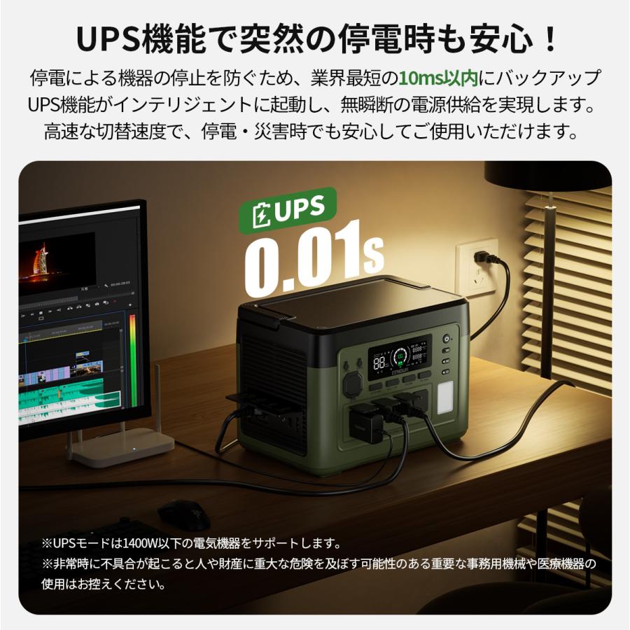 EENOUR 1536Wh/1800W 最速43分フル充電 APP対応 ポータブル電源 バッテリー 充電器 リン酸鉄リ UPS機能 1Hフル充電 P1500PLUS 爆買 | EENOUR | 10