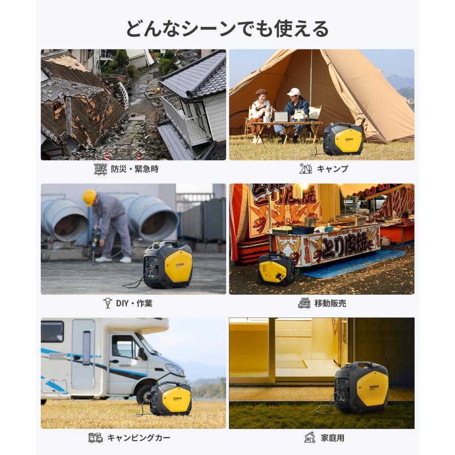 EENOUR 72Hのみカバー付き カセットボンベ ガソリン 兼用 インバーター