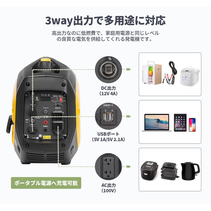 EENOUR 防災グッズ インバーター発電機 カセットボンベ ガソリン 兼用