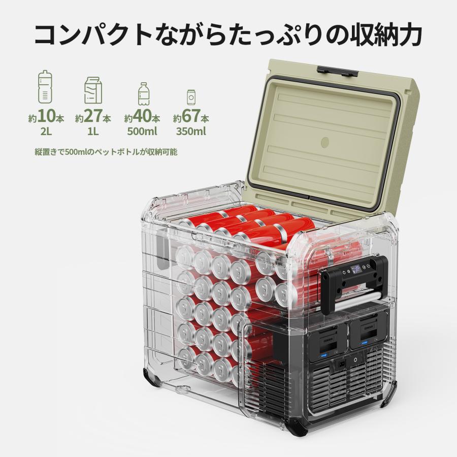 EENOUR 車載冷蔵庫 ポータブル冷蔵庫 45L バッテリー内蔵可能 ac dc