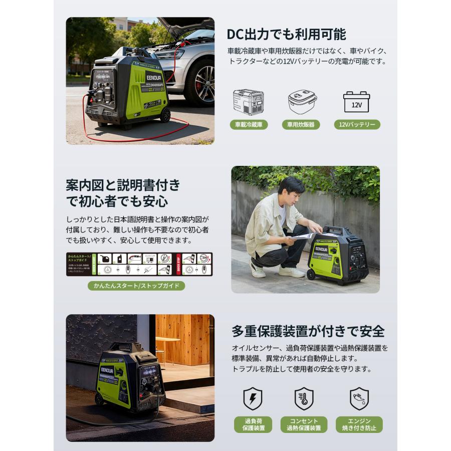 EENOUR インバーター発電機 3500W 最大4000W セル付 発電機 セル