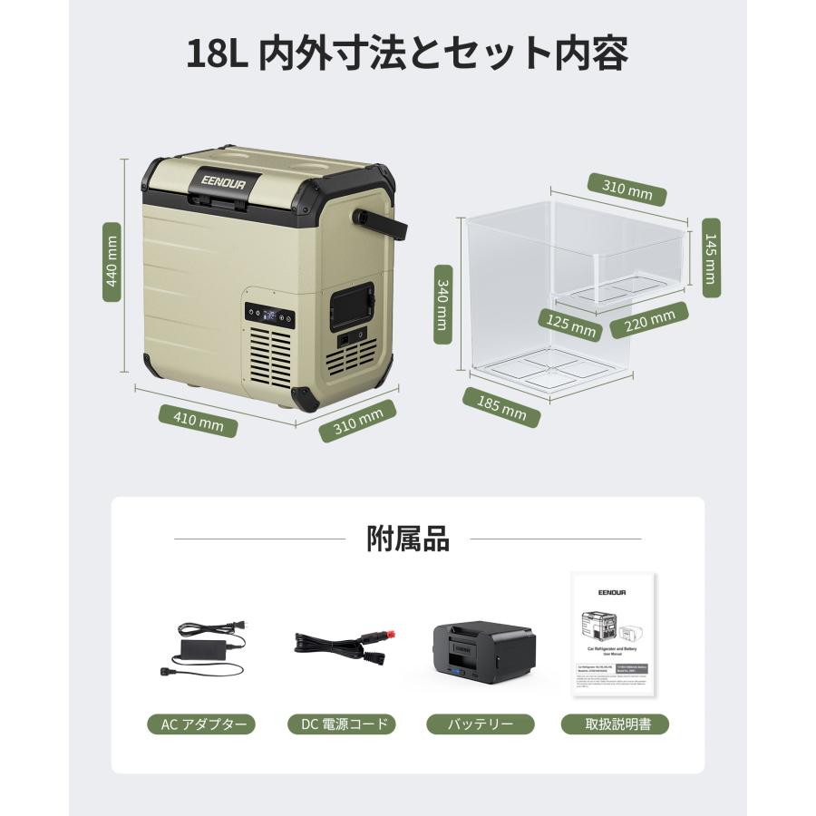 (新品未使用)EENOR 車載冷蔵庫 18L　バッテリー付 EENOUR 車載冷蔵庫 ポータブル冷蔵庫 D18 18L バッテリーセット