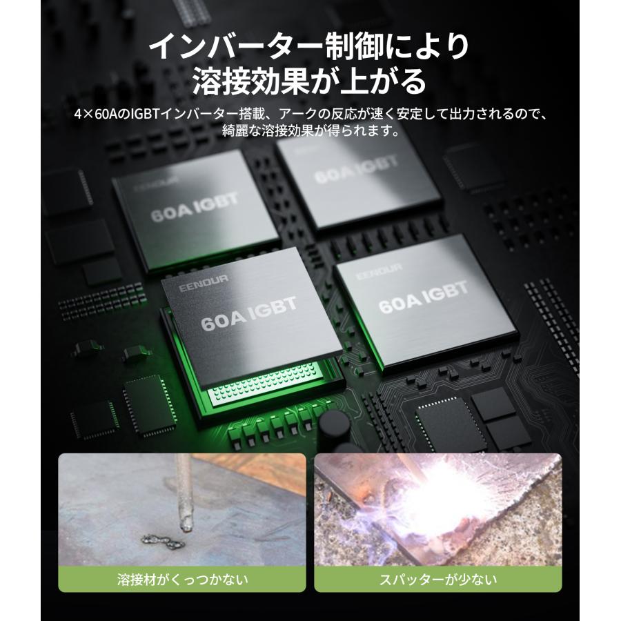 EENOUR 半自動溶接機 パルス溶接機 100V/200V兼用 アルミ溶接 1台5役 使用率60％ 160A ガス/ノンガスMIG MMA TIG溶接 プロ者 工事用 DIY MIG160P 爆買の画像