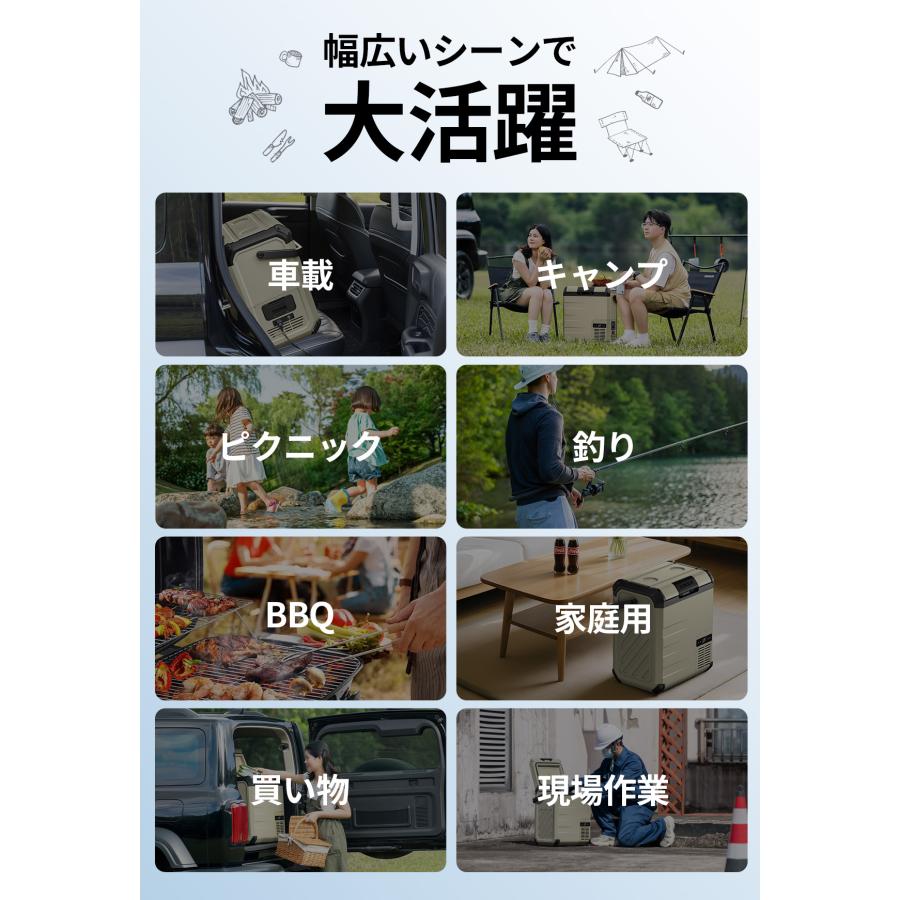 EENOUR 車載冷蔵庫 23L アルミ内装 ポータブル冷蔵庫 温度差わずか2℃ バッテリー内蔵可能 車中泊 キャンプ 熱中症対策 イーノウ D23 D23PLUS | EENOUR | 20