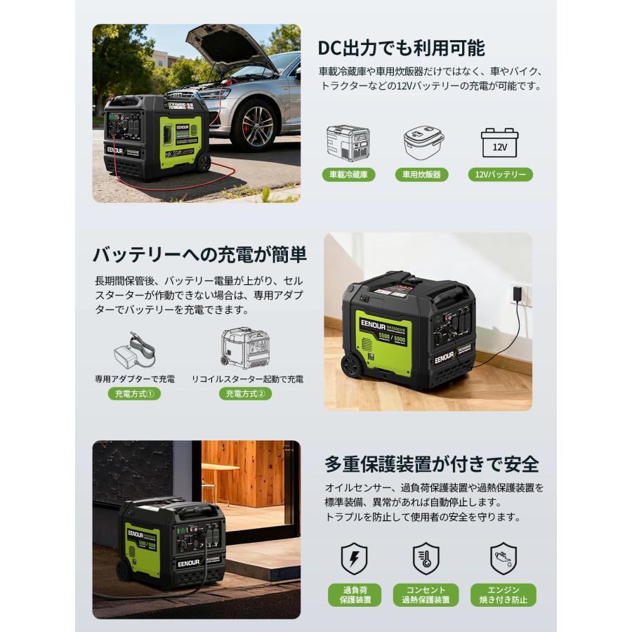 EENOUR インバーター発電機 200V発電機 5000W 100V/200V兼用 42kg超