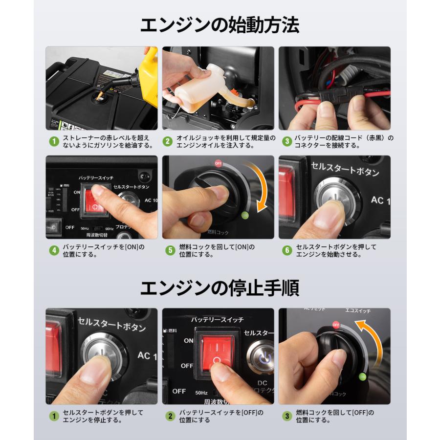 EENOUR インバーター発電機 200V発電機 5000W 100V/200V兼用 42kg超