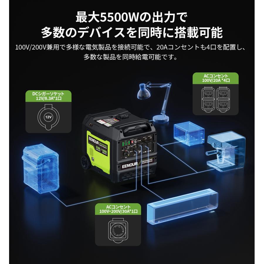 EENOUR 即納 インバーター発電機 200V発電機 5000W 100V/200V兼用 42kg