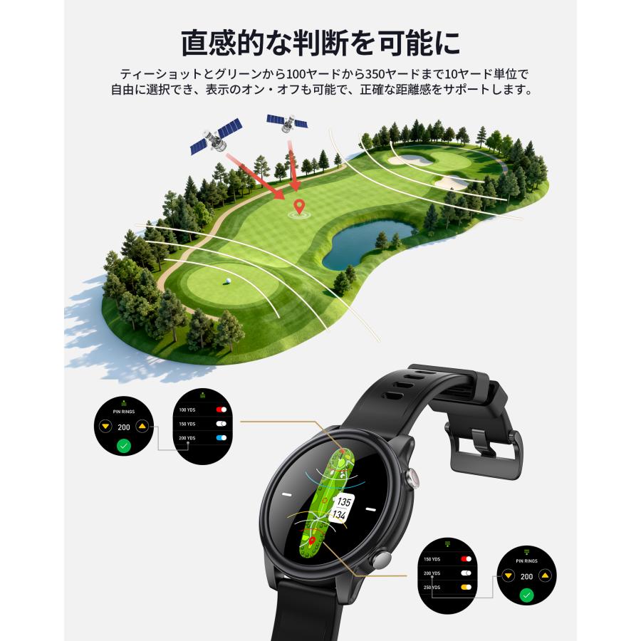 EENOUR 2026年モデル ゴルフウォッチ ゴルフナビ GPSナビ ゴルフ時計