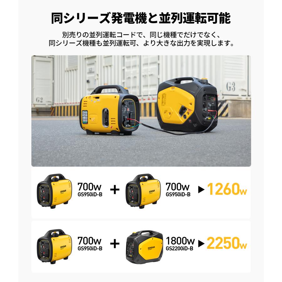 EENOUR インバーター発電機 カセットボンベ ガソリン 兼用 最大出力0.8
