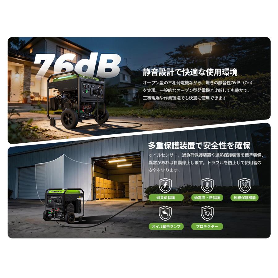 EENOUR 三相発電機 インバーター発電機 三相200V 単相100V 200V 兼用