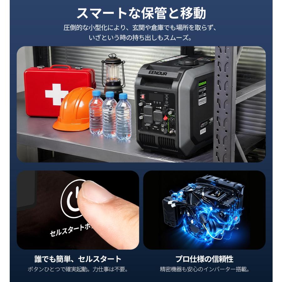 EENOUR P+30% 「セル始動」 インバーター発電機 最大4.0kVA 25.5kg最