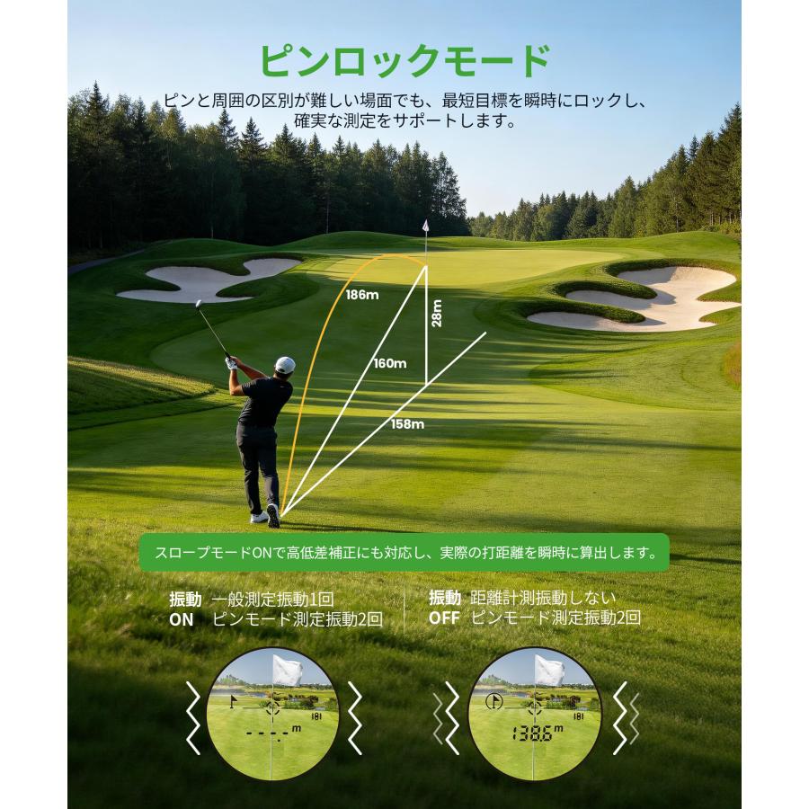 EENOUR 2026年新発売 EENOUR K2 ゴルフ距離計 スロープスイッチ 最小最