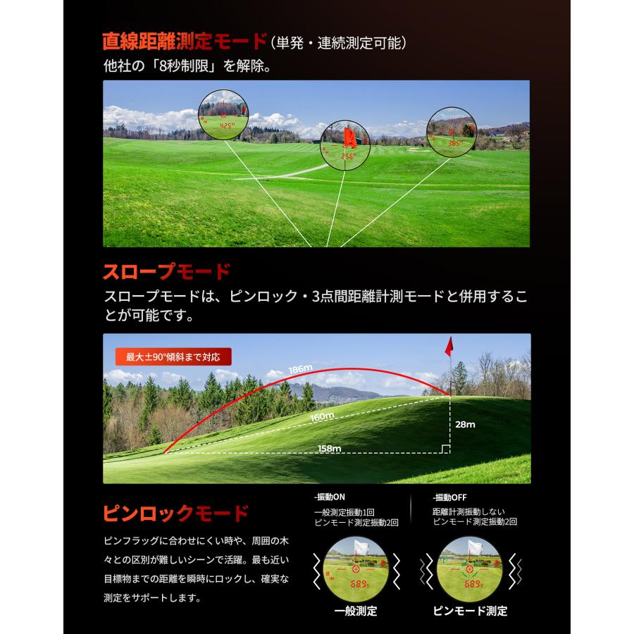 EENOUR 新発売 ゴルフ レーザー 距離計 手ブレ補正 軽量128g ミニ型