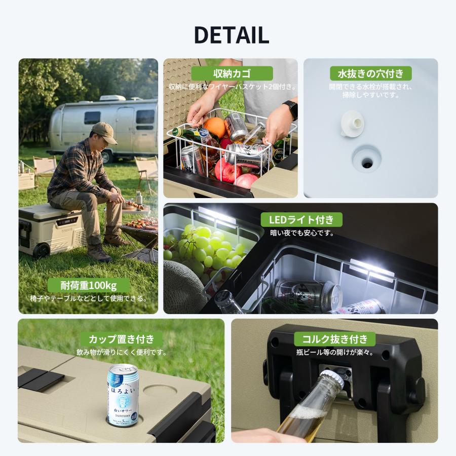 EENOUR ポータブル冷蔵庫 車載冷蔵庫 38L 48L 58L 大容量 バッテリー