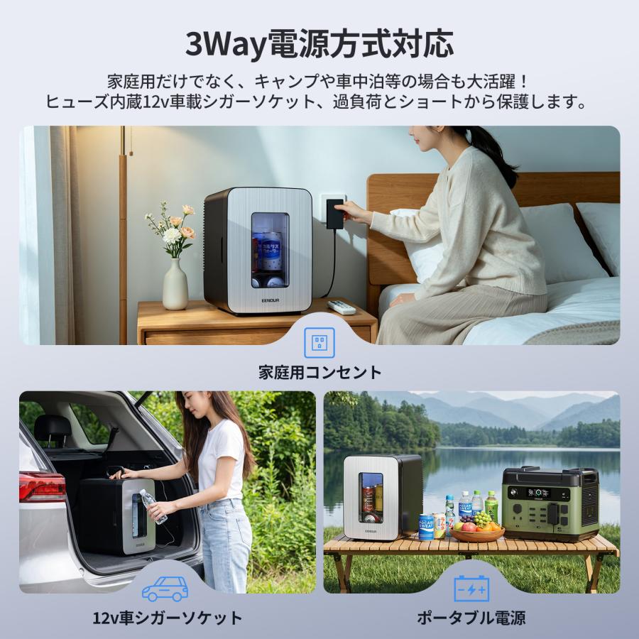 ポータブル 温冷庫 10L 屋内/車載 兼用 EENOUR ポータブル冷蔵庫 車載冷蔵庫 冷温庫 10L 保冷保温 ミニ 軽量