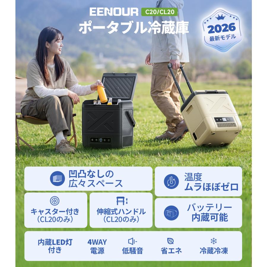 EENOUR 1000円OFF EENOUR 車載冷蔵庫 20L ポータブル冷蔵庫 バッテリー