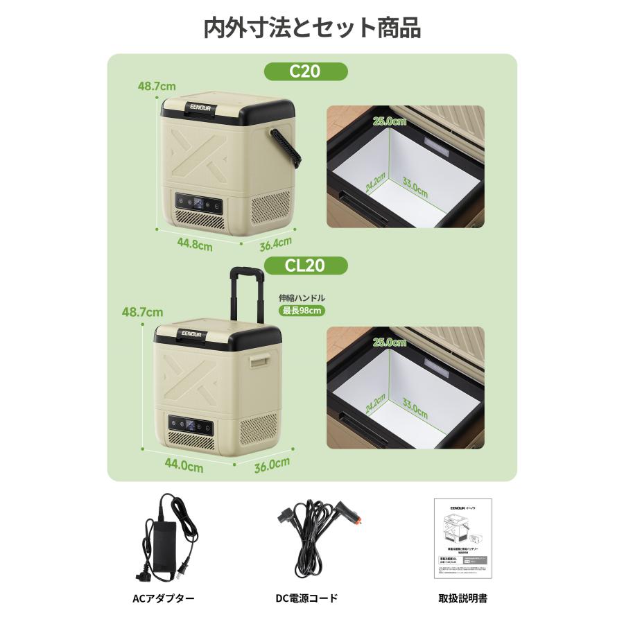 EENOUR 1000円OFF EENOUR 車載冷蔵庫 20L ポータブル冷蔵庫 バッテリー