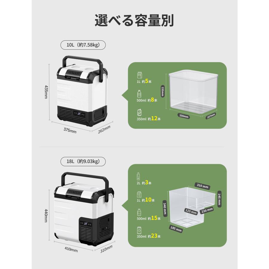 EENOUR 冷温庫 ポータブル冷蔵庫 バッテリー内蔵可能 10L 18L 小型 -20