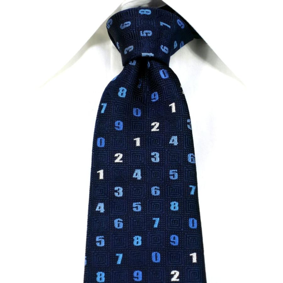 数字柄モチーフネクタイ 紺 商品番号：MO-43 : E-TIE SHOP - 通販