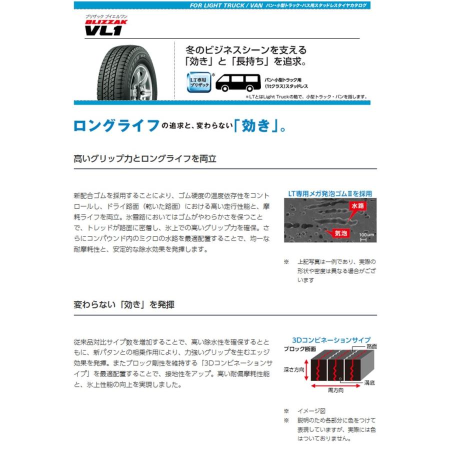 キャリィ DA16T/エブリィ DA17V専用 スタッドレスタイヤ ホイール4本セット ブリヂストン VL1 145R12 6PR + ガイアブリッグ 12×3.5 PCD100/4H +45｜e-tireshop｜12