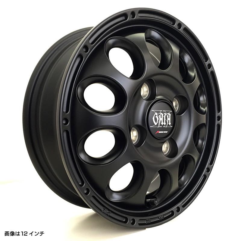 604V 145R12 6PR ガイアクロス 12×4.0 マットブラック 4本ホイール