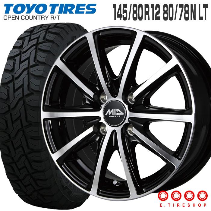 MIDホイール+トーヨータイヤ オープンカントリー R/T 145/80R12 LT トーヨータイヤ MID WHEELS V25