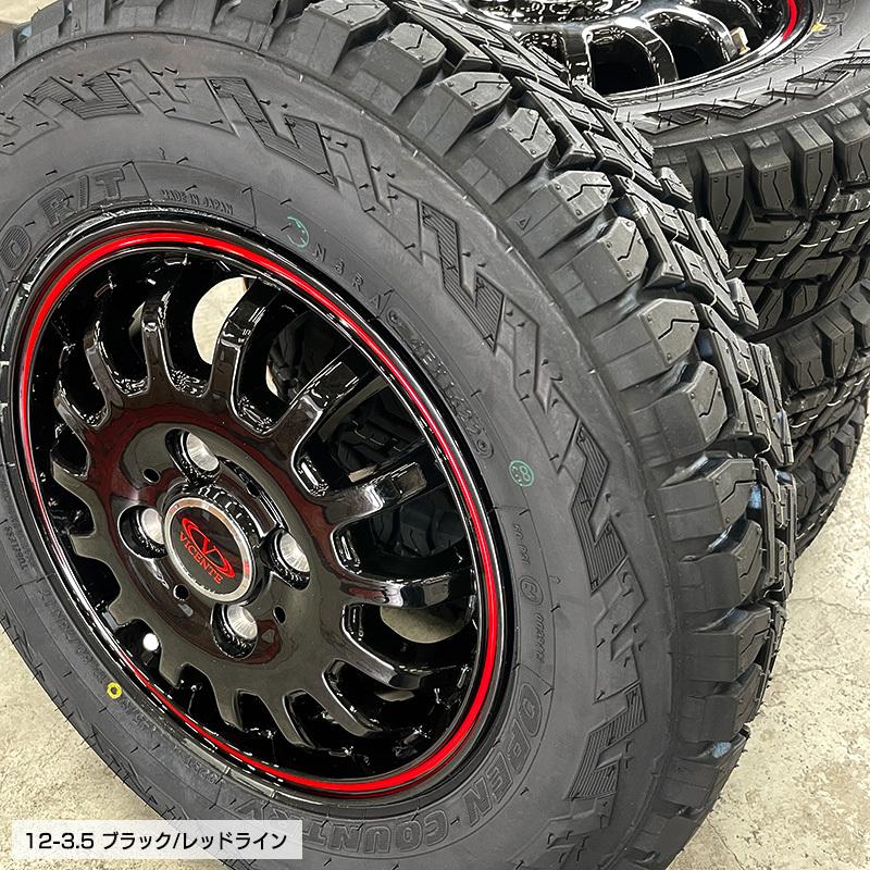 キャリィDA16T エブリィDA17V オープンカントリー R/T 145/80R12 LT ヴィセンテ04 12×3.50B JWL-T ブラック/レッドライン 4本 ホイールセット｜e-tireshop｜04