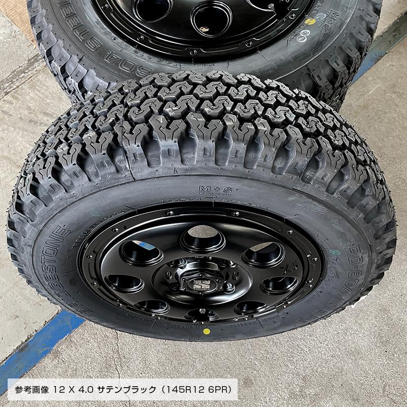 604V 145/80R12 80/78N エクストリームJ KK03 12×4.0 サテンブラック 4本ホイールセット ブリヂストン RD-604 STEEL (145R12 6PR 互換)｜e-tireshop｜03