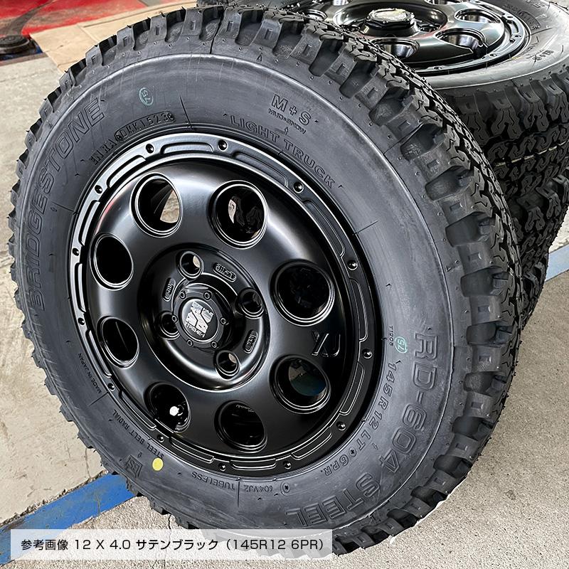 604V 145/80R12 80/78N エクストリームJ KK03 12×4.0 サテンブラック 4本ホイールセット ブリヂストン RD-604 STEEL (145R12 6PR 互換)｜e-tireshop｜04