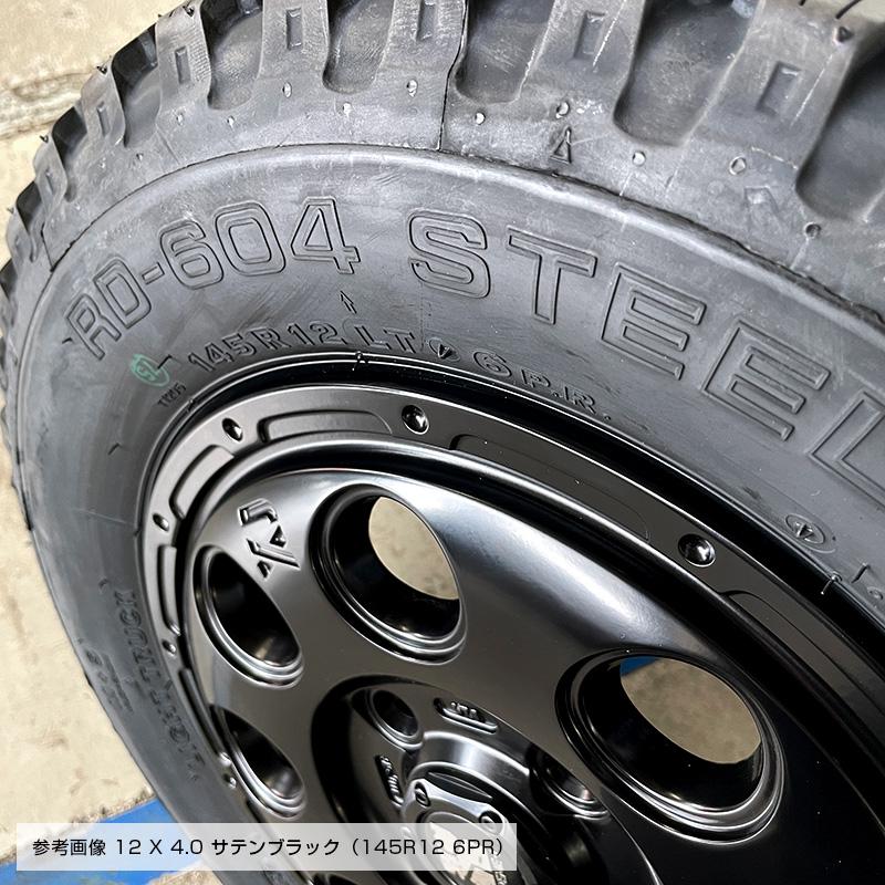 604V 145/80R12 80/78N エクストリームJ KK03 12×4.0 サテンブラック 4本ホイールセット ブリヂストン RD-604 STEEL (145R12 6PR 互換)｜e-tireshop｜06