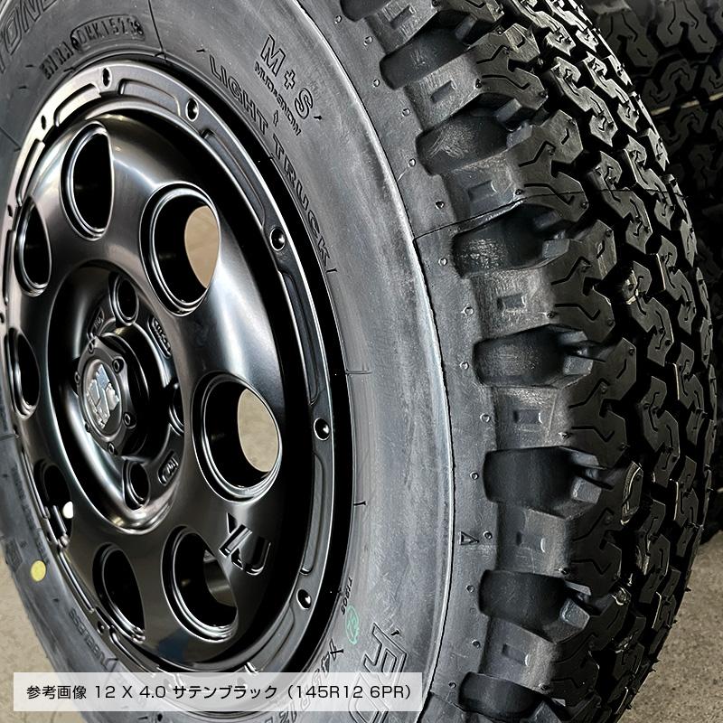 604V 145/80R12 80/78N エクストリームJ KK03 12×4.0 サテンブラック 4本ホイールセット ブリヂストン RD-604 STEEL (145R12 6PR 互換)｜e-tireshop｜07