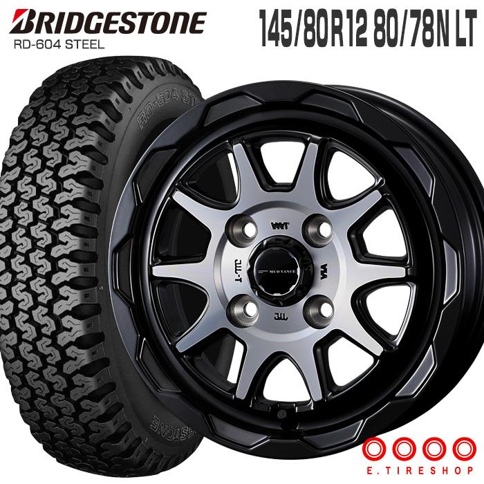 604V 145/80R12 80/78N マッドヴァンス06 12×4.0 マットブラック 
