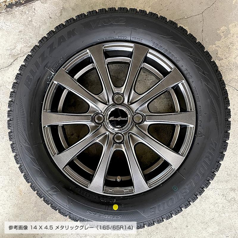 ブリザック VRX2 165/65R14 ユーロスピード G10 14×4.5 メタリックグレー ハスラー スタッドレス 4本ホイールセット ブリヂストン 軽SUV｜e-tireshop｜02