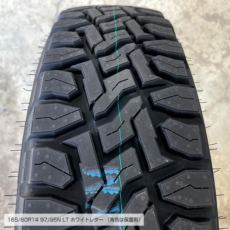 オープンカントリー RT 165/80R14 97/95N LT 片側ホワイトレター マッドヴァンス08 14×5.0 フリントブラック 4本ホイールセット トーヨー｜e-tireshop｜05