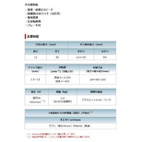 マキタ DF002GZB 黒 充電式ドライバドリル 40Vmax (バッテリ マキタ DF002GZB 黒 充電式ドライバドリル 40Vmax (バッテリ