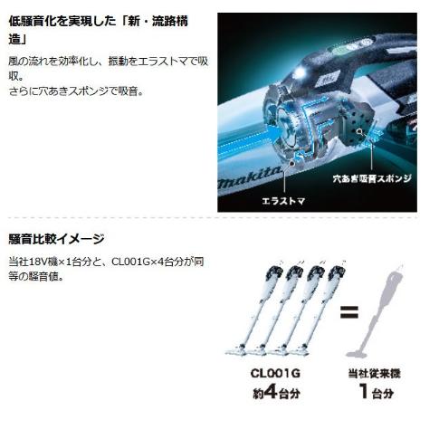 マキタ CL001GRDW (バッテリ1個・充電器付) 充電式クリーナー 40V 2.5Ah スノーホワイト｜e-tool-aaa｜03